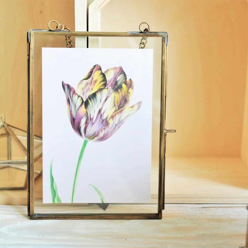 ramka metalowa stare złoto z łańcuszkiem vintage