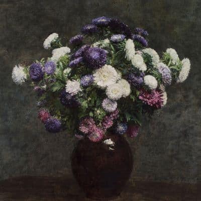 bukiet astrów namalowany na obrazie autorstwa Henri Fantin Latour